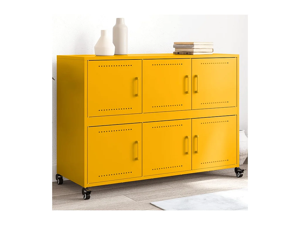Buffet | Bahut | Meuble de rangement jaune moutarde 100,5x39x72 cm acier