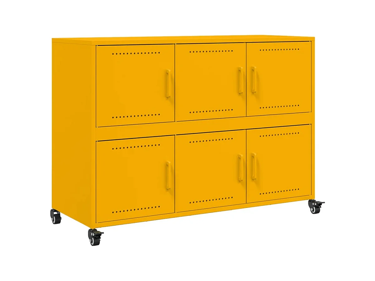 Buffet | Bahut | Meuble de rangement jaune moutarde 100,5x39x72 cm acier