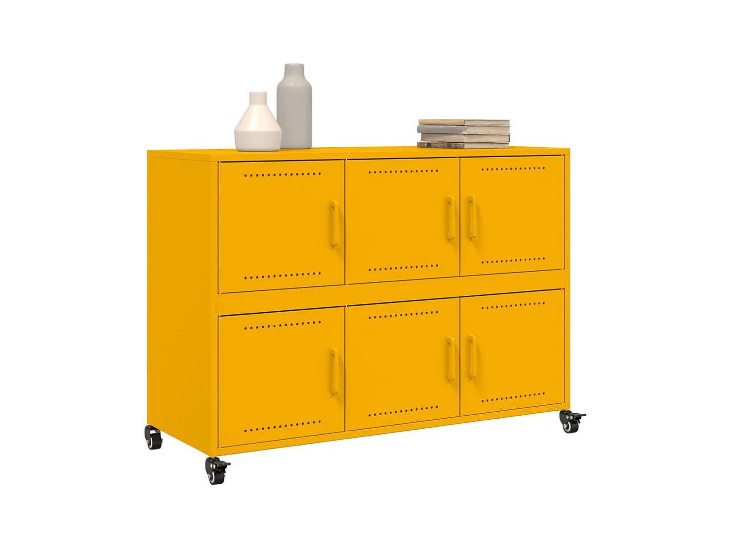 Buffet | Bahut | Meuble de rangement jaune moutarde 100,5x39x72 cm acier