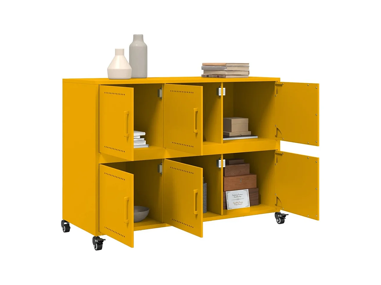 Buffet | Bahut | Meuble de rangement jaune moutarde 100,5x39x72 cm acier
