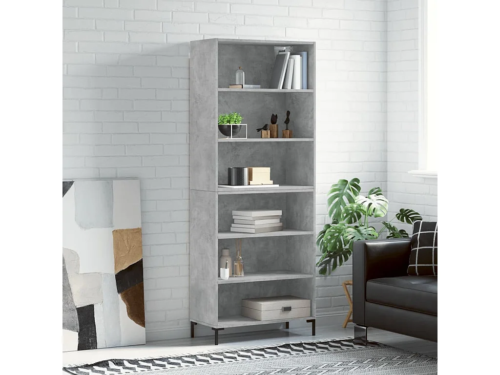 Buffet | Bahut | Meuble de rangement gris béton 69,5x32,5x180 cm bois d'ingénierie