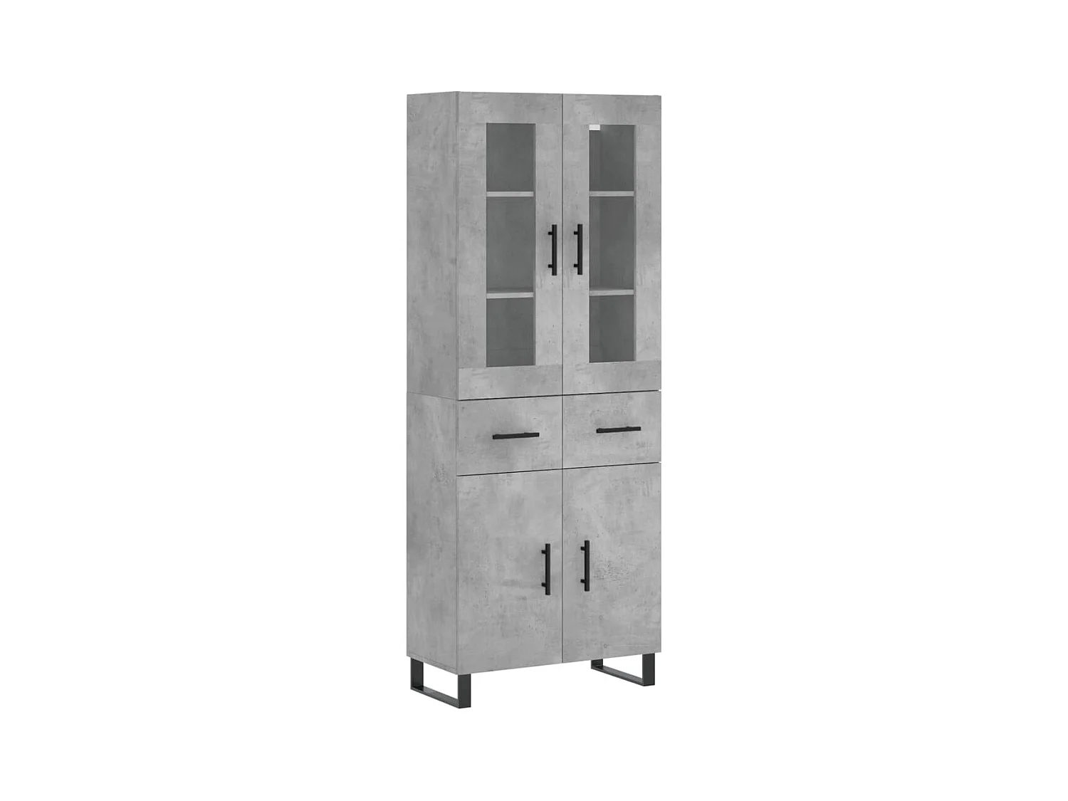 Buffet | Bahut | Meuble de rangement haut Gris béton 69,5x34x180 cm Bois d'ingénierie