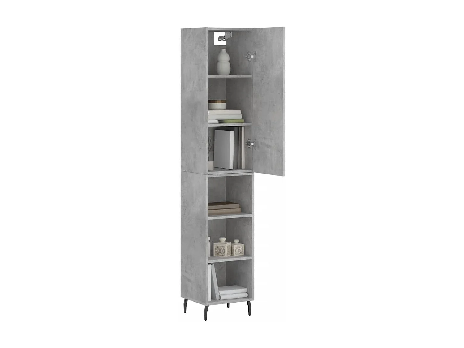 Buffet | Bahut | Meuble de rangement haut Gris béton 34,5x34x180 cm Bois d'ingénierie