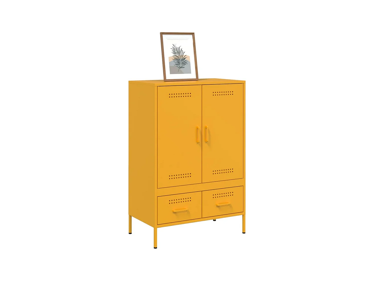 Buffet | Commode à tiroir | Meuble de rangement haut jaune moutarde 68x39x101,5 cm acier