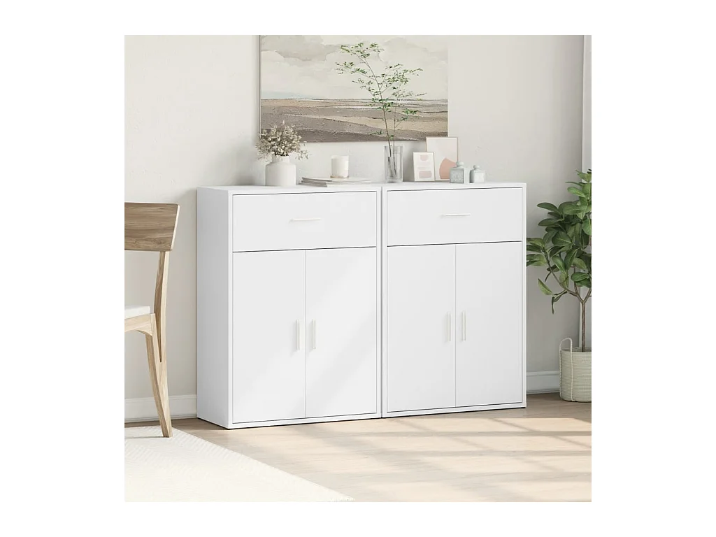 Buffets | Bahuts | Meuble de rangement 2 pcs blanc 60x30x84 cm bois d'ingénierie