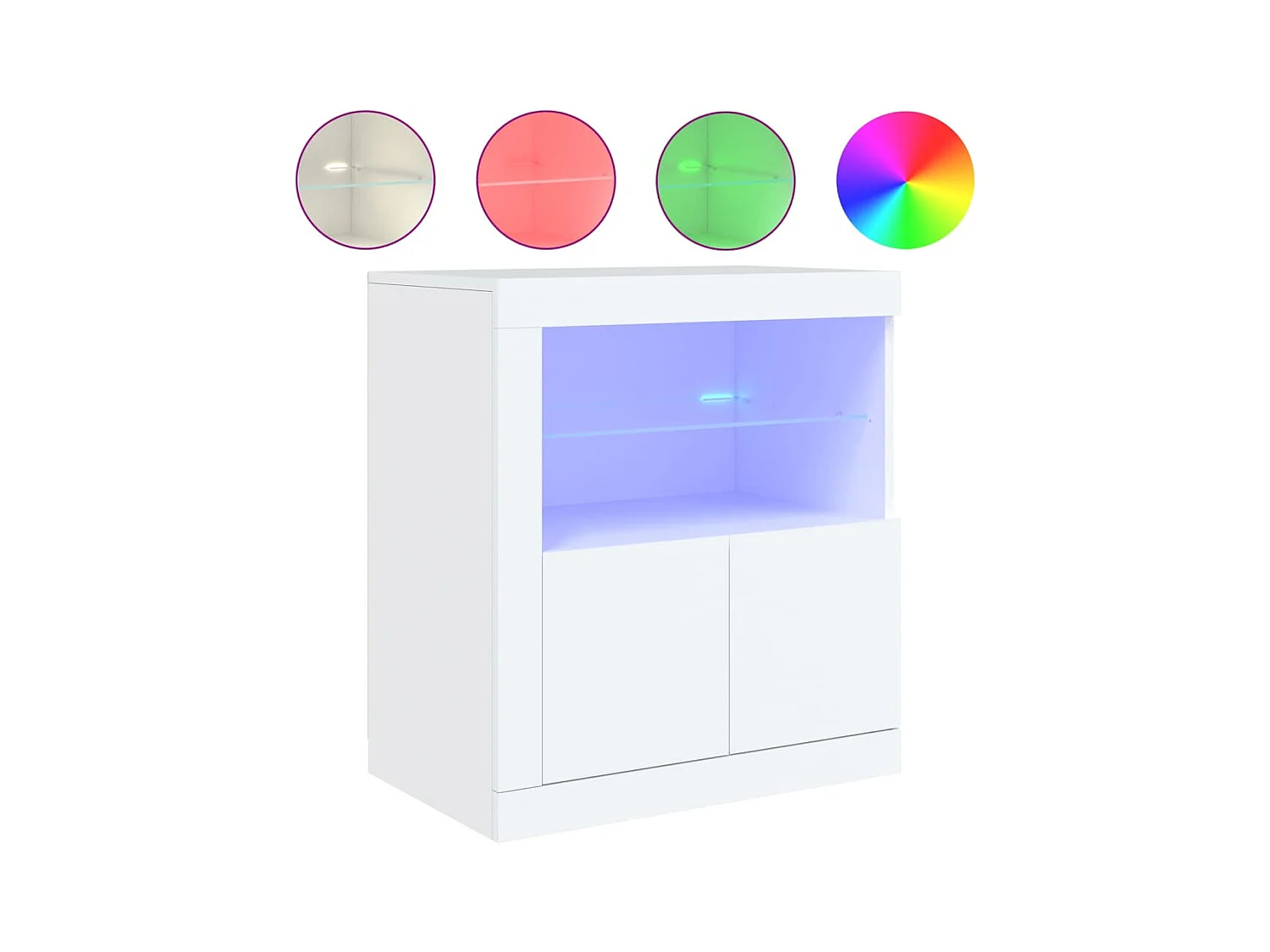 Buffet | Bahut | Meuble de rangement avec lumières LED blanc 60,5x37x67 cm