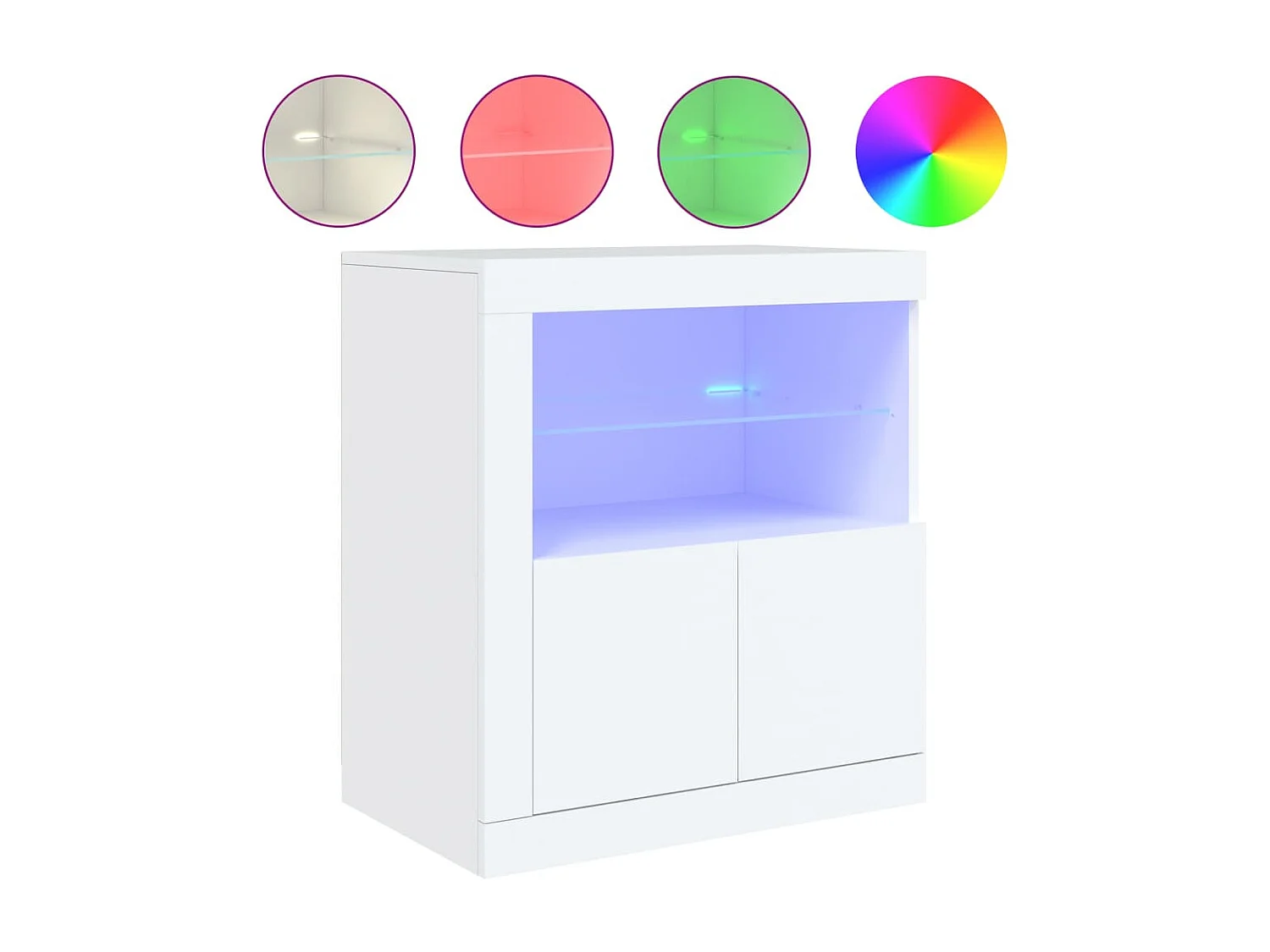 Buffet | Bahut | Meuble de rangement avec lumières LED blanc 60,5x37x67 cm