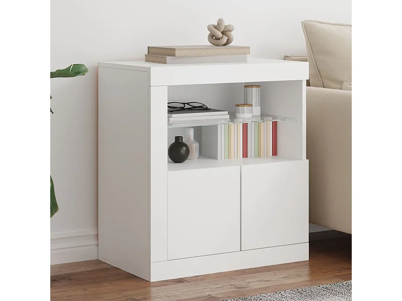 Credenza | Buffet | Armadio con Luci LED Bianca 60,5x37x67 cm