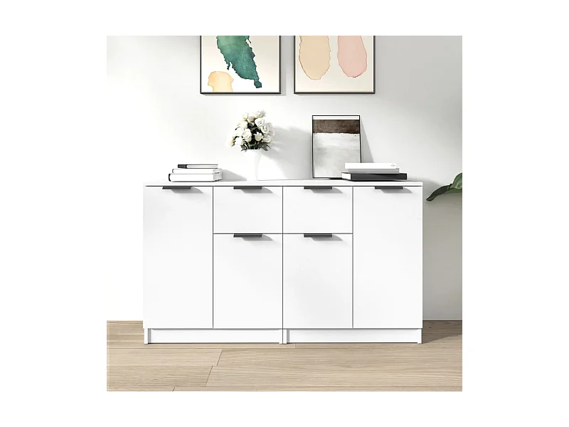 Buffets | Bahuts | Meuble de rangement 2 pcs blanc 60x30x70 cm Bois d'ingénierie