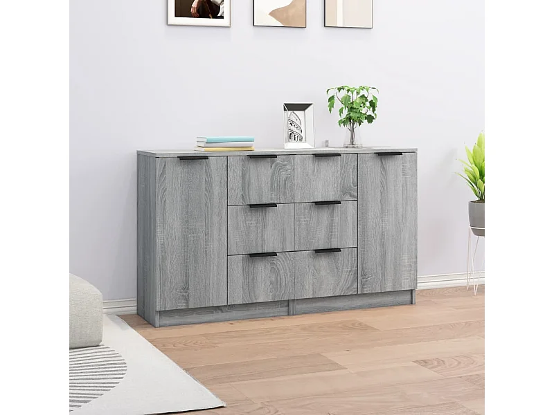 Buffets | Bahuts | Meuble de rangement 2 pcs Sonoma gris 60x30x70 cm Bois d'ingénierie