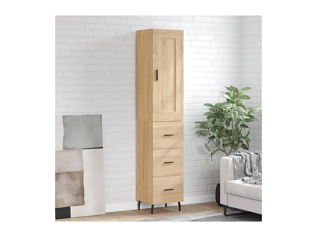 Buffet | Bahut | Meuble de rangement haut Chêne sonoma 34,5x34x180 cm Bois d'ingénierie