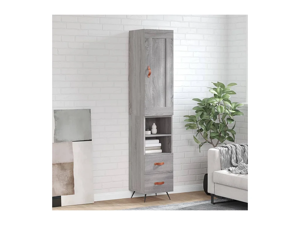 Buffet | Bahut | Meuble de rangement haut Sonoma gris 34,5x34x180 cm Bois d'ingénierie