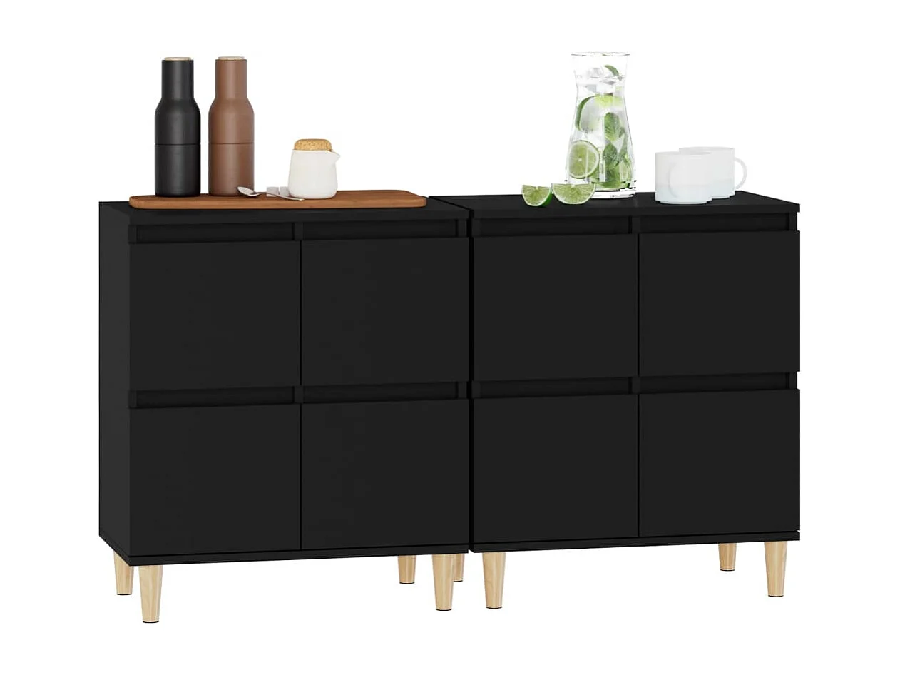 Buffets | Bahuts | Meuble de rangement 2 pcs noir 60x35x70 cm bois d'ingénierie