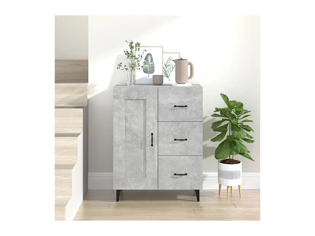 Buffet | Bahut | Meuble de rangement Gris béton 69,5x34x90 cm Bois d'ingénierie