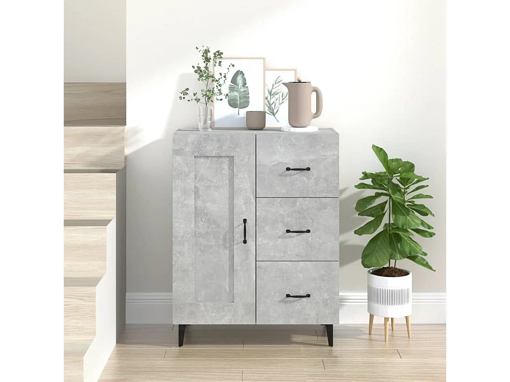 Buffet | Bahut | Meuble de rangement Gris béton 69,5x34x90 cm Bois d'ingénierie