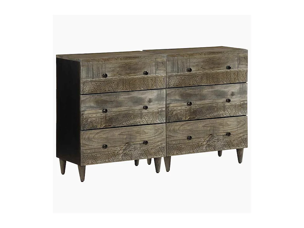 Credenze | Buffet | Armadi 2 pz Grigio Chiaro 60x33,5x75 cm Legno Massello Mango