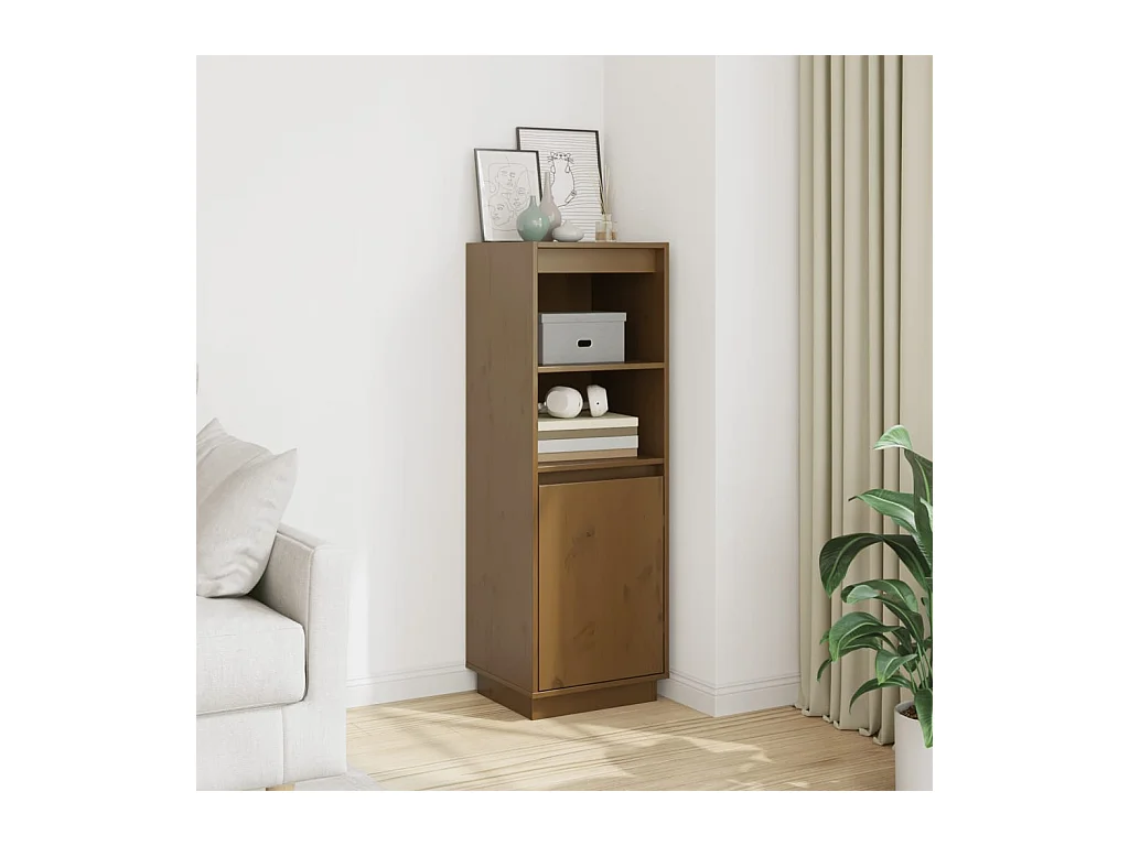 Buffet | Bahut | Meuble de rangement haut Marron miel 37x34x110 cm Bois massif de pin