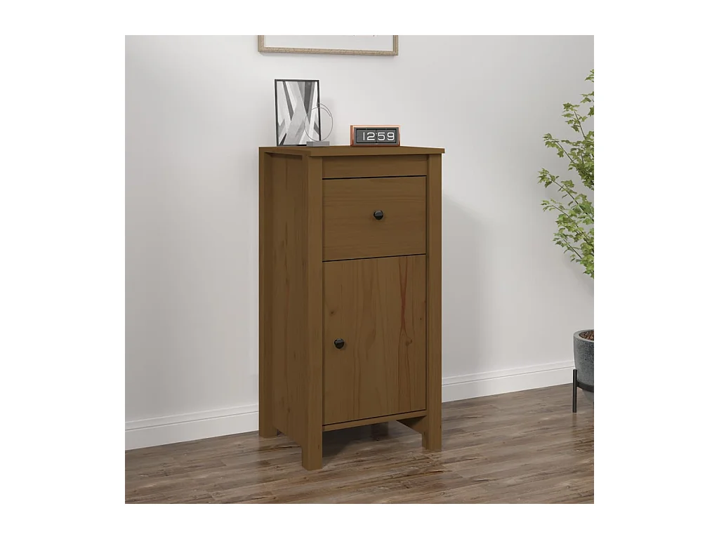 Buffet | Bahut | Meuble de rangement marron miel 40x35x80 cm bois massif de pin