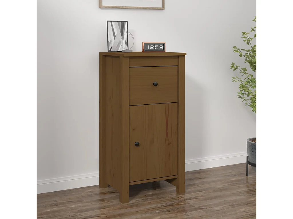 Buffet | Bahut | Meuble de rangement marron miel 40x35x80 cm bois massif de pin