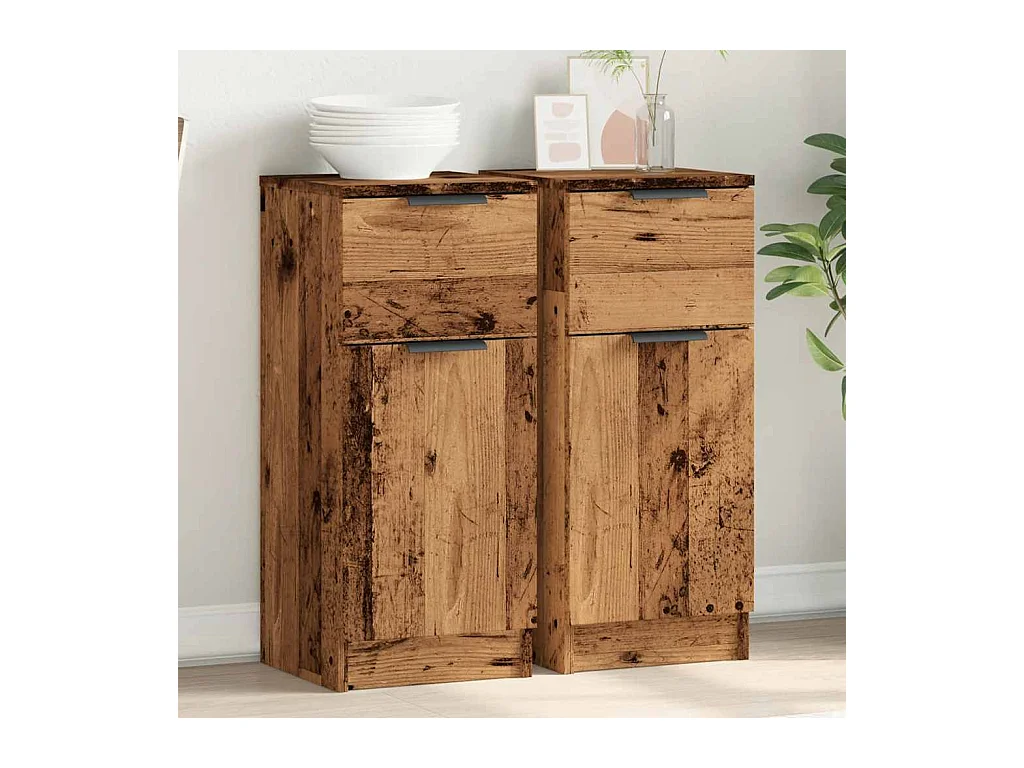 Buffet | Commode à tiroir | Meuble de rangements | Bahuts | Meuble de rangement 2 pcs vieux bois 30x30x70 cm bois d'ingénierie