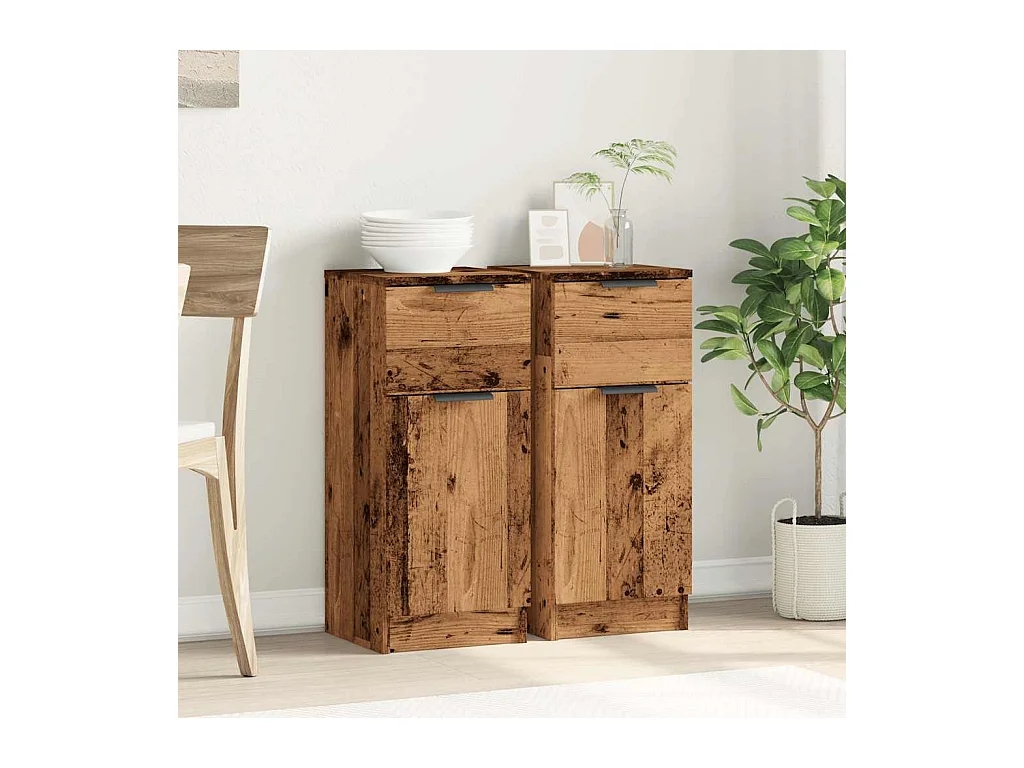 Buffet | Commode à tiroir | Meuble de rangements | Bahuts | Meuble de rangement 2 pcs vieux bois 30x30x70 cm bois d'ingénierie