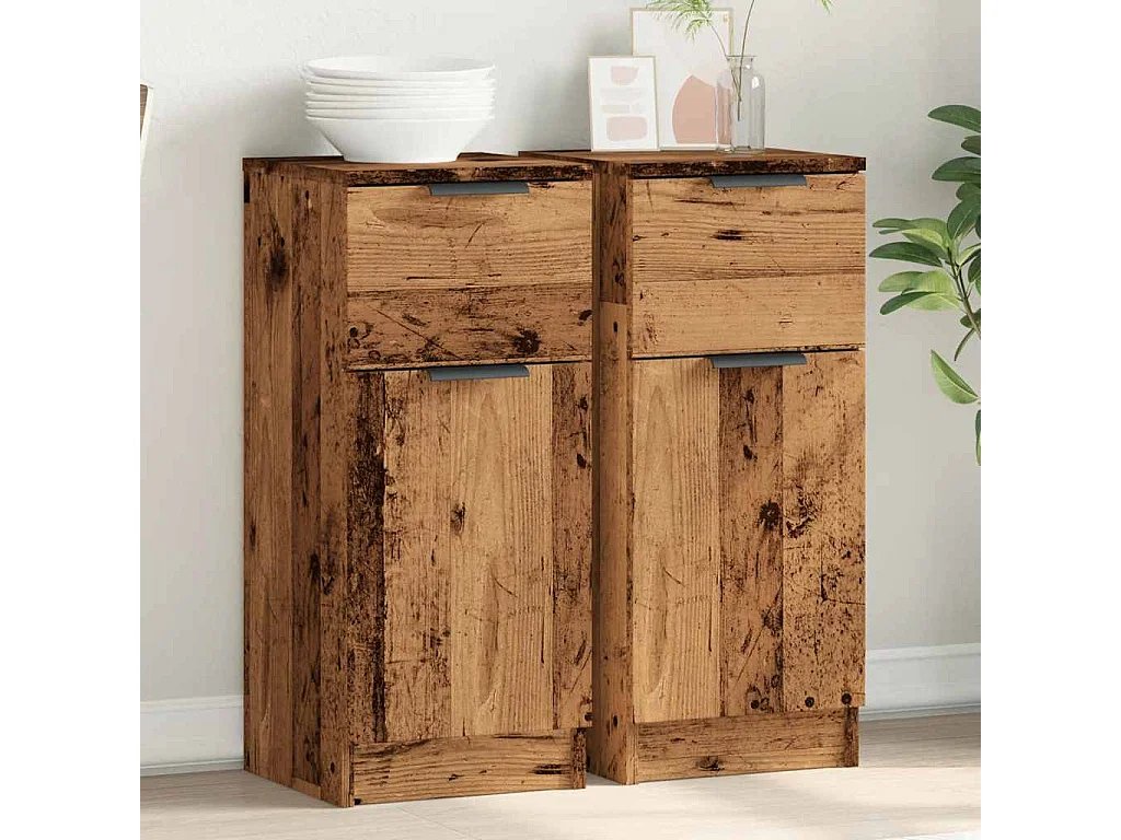 Buffet | Commode à tiroir | Meuble de rangements | Bahuts | Meuble de rangement 2 pcs vieux bois 30x30x70 cm bois d'ingénierie