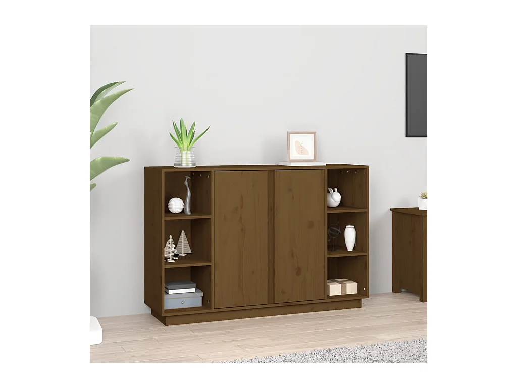 Buffet | Bahut | Meuble de rangement Marron miel 120x35x80 cm Bois massif de pin