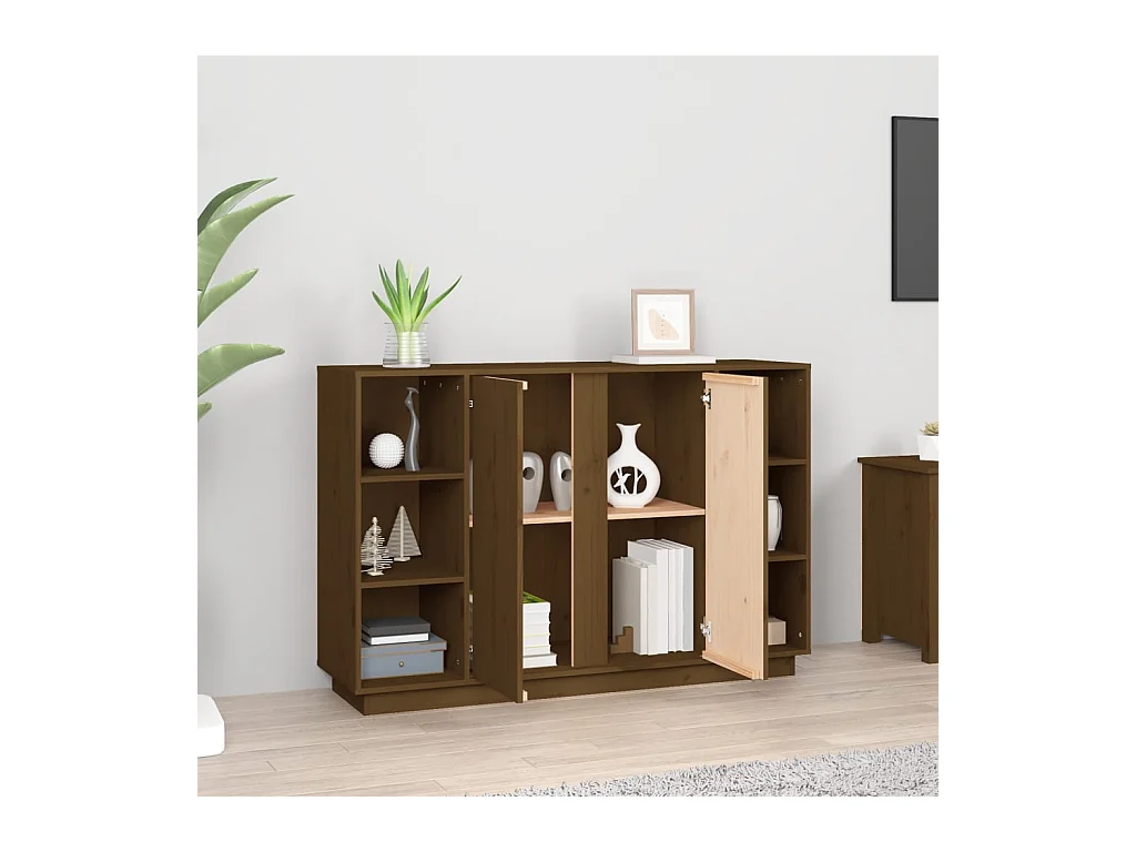 Buffet | Bahut | Meuble de rangement Marron miel 120x35x80 cm Bois massif de pin