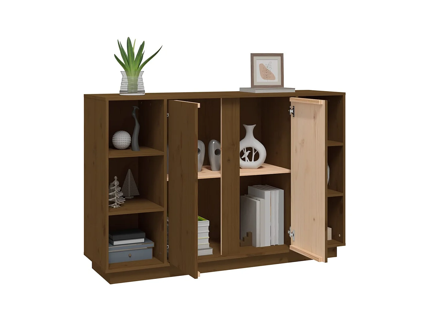 Buffet | Bahut | Meuble de rangement Marron miel 120x35x80 cm Bois massif de pin
