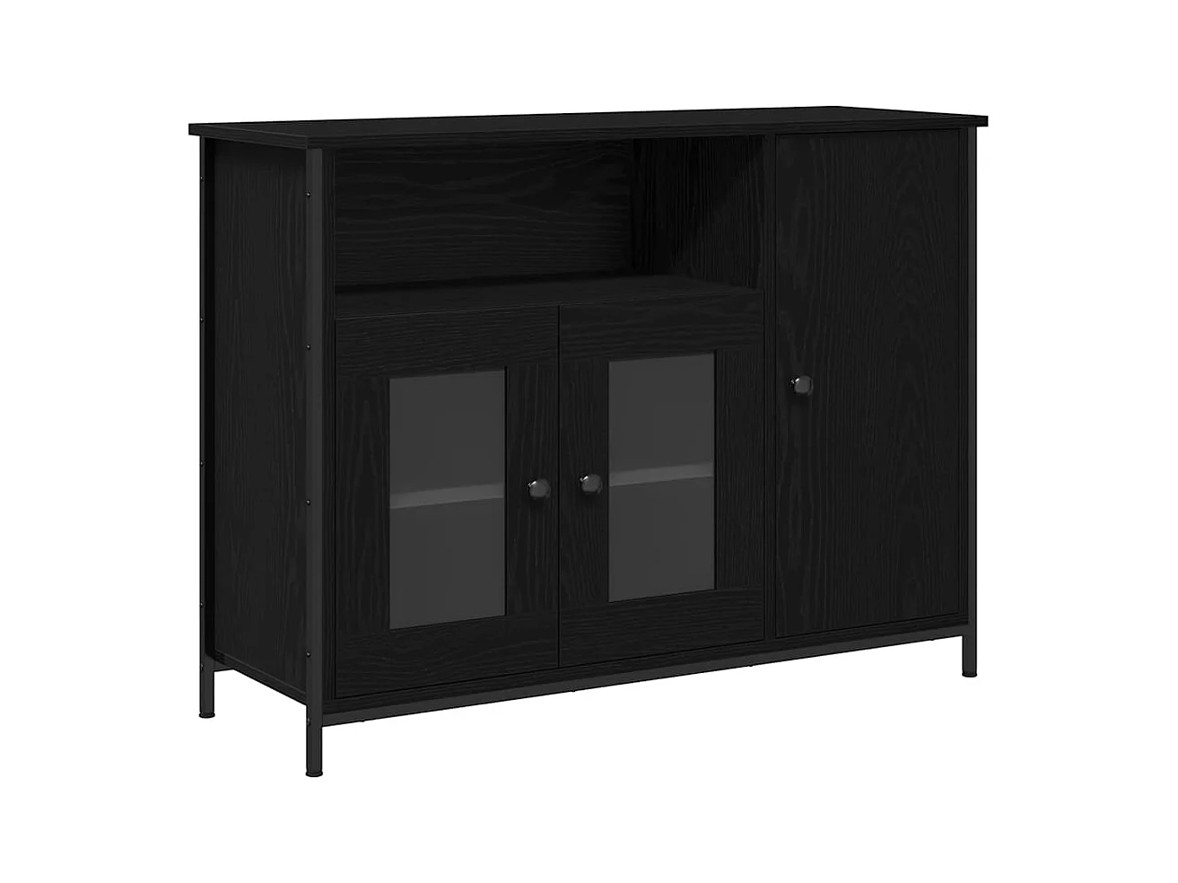 Credenza | Buffet | Armadio Nera in Rovere 100x35x75 cm in Legno Ingegnerizzato