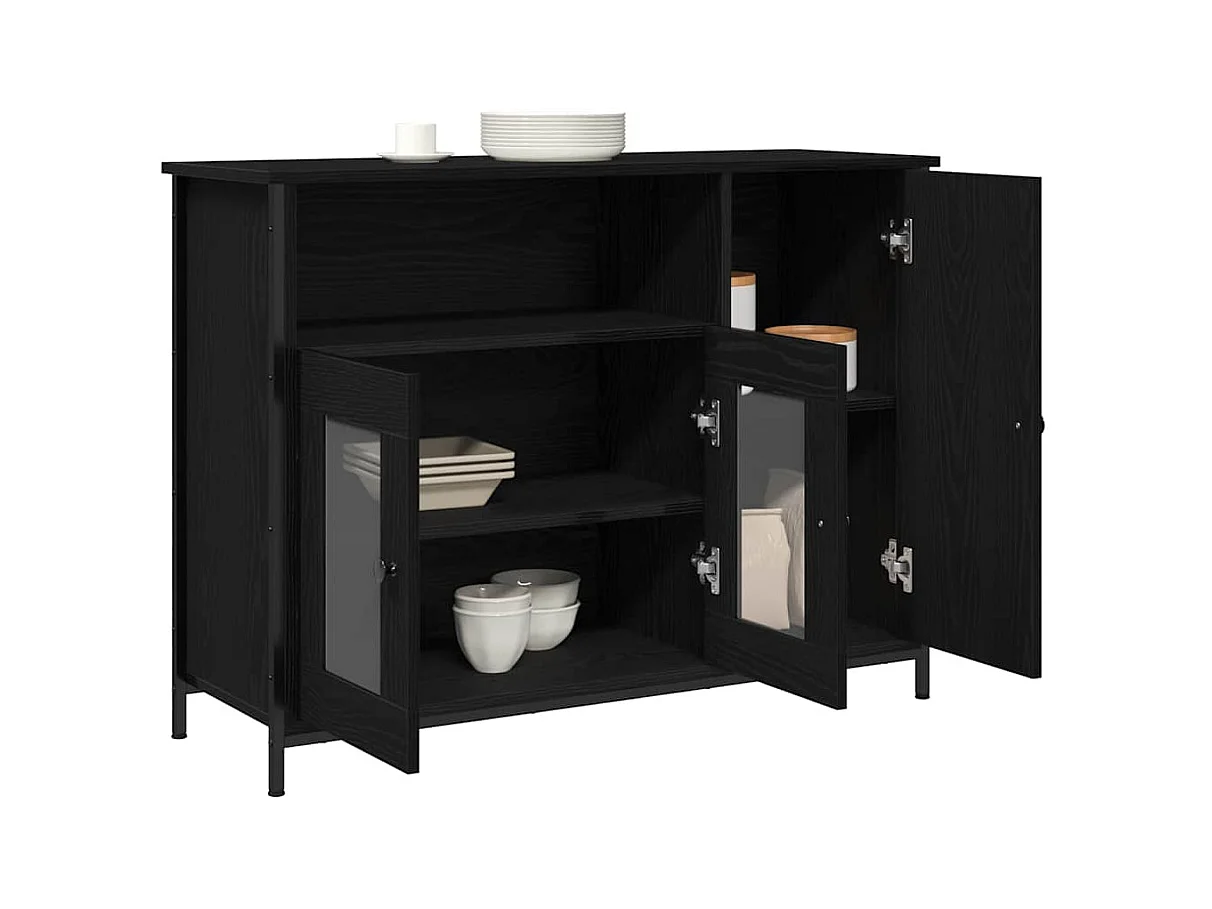 Credenza | Buffet | Armadio Nera in Rovere 100x35x75 cm in Legno Ingegnerizzato