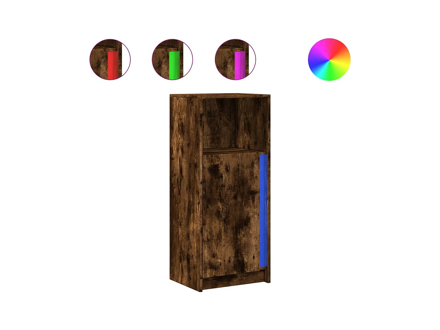 Credenza | Buffet | Armadio con LED Rovere Fumo 42,5x34x100cm in Legno Multistrato