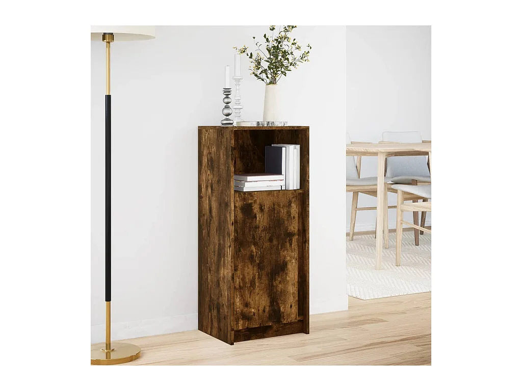 Credenza | Buffet | Armadio con LED Rovere Fumo 42,5x34x100cm in Legno Multistrato