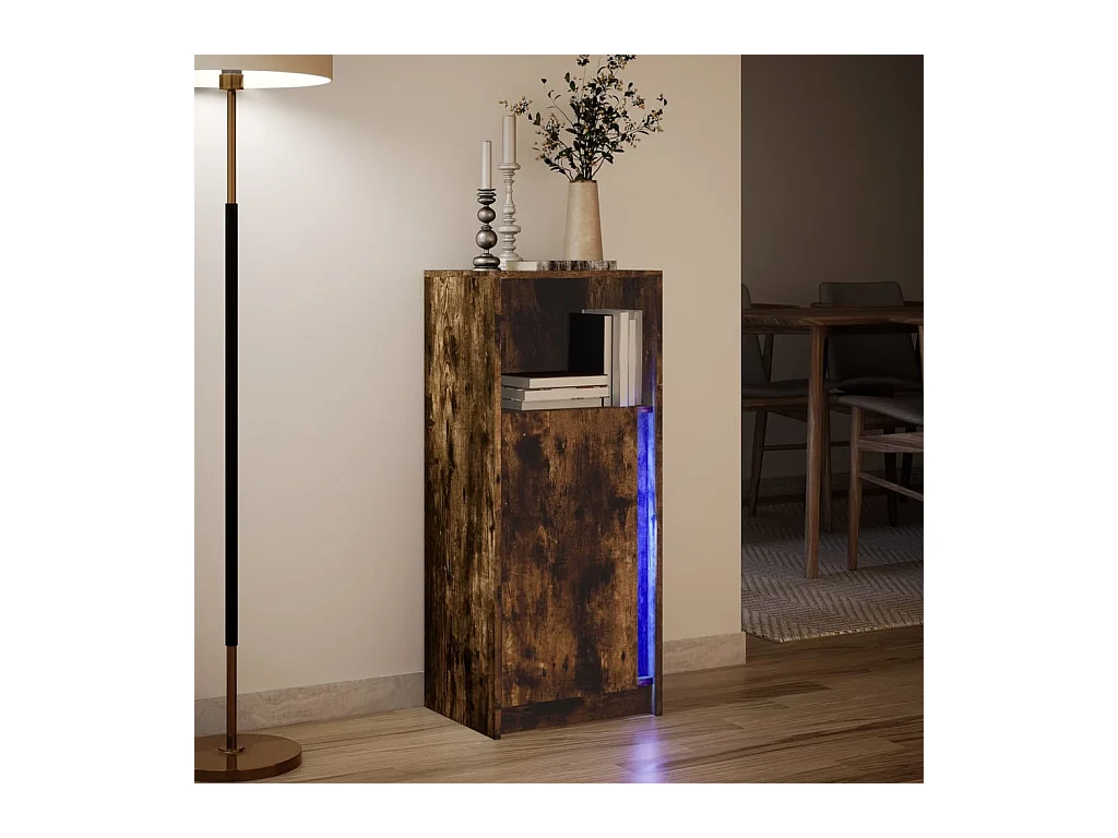 Credenza | Buffet | Armadio con LED Rovere Fumo 42,5x34x100cm in Legno Multistrato