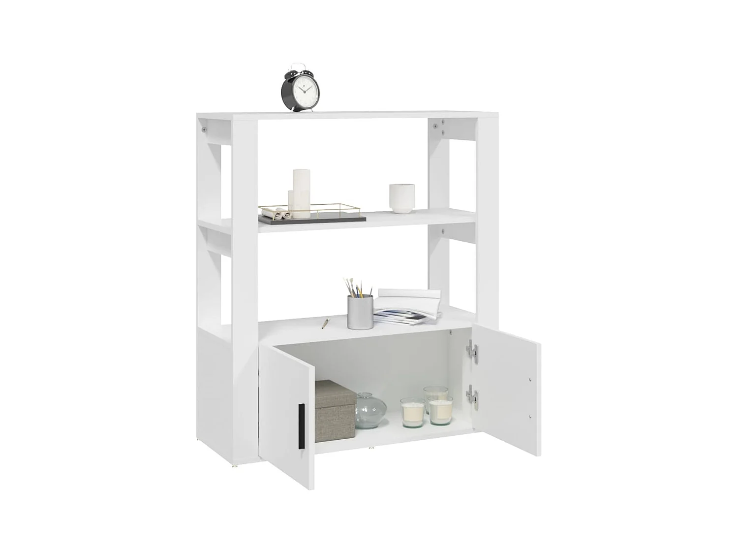 Credenza | Buffet | Armadio Bianca 80x30x90 cm in Legno Multistrato