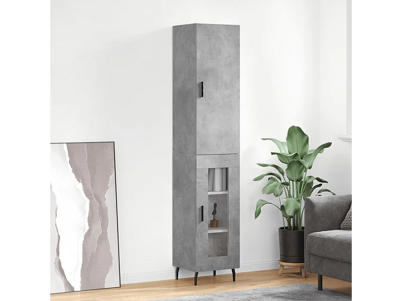 Credenza | Buffet | Armadio Grigio Cemento 34,5x34x180 cm in Legno Multistrato