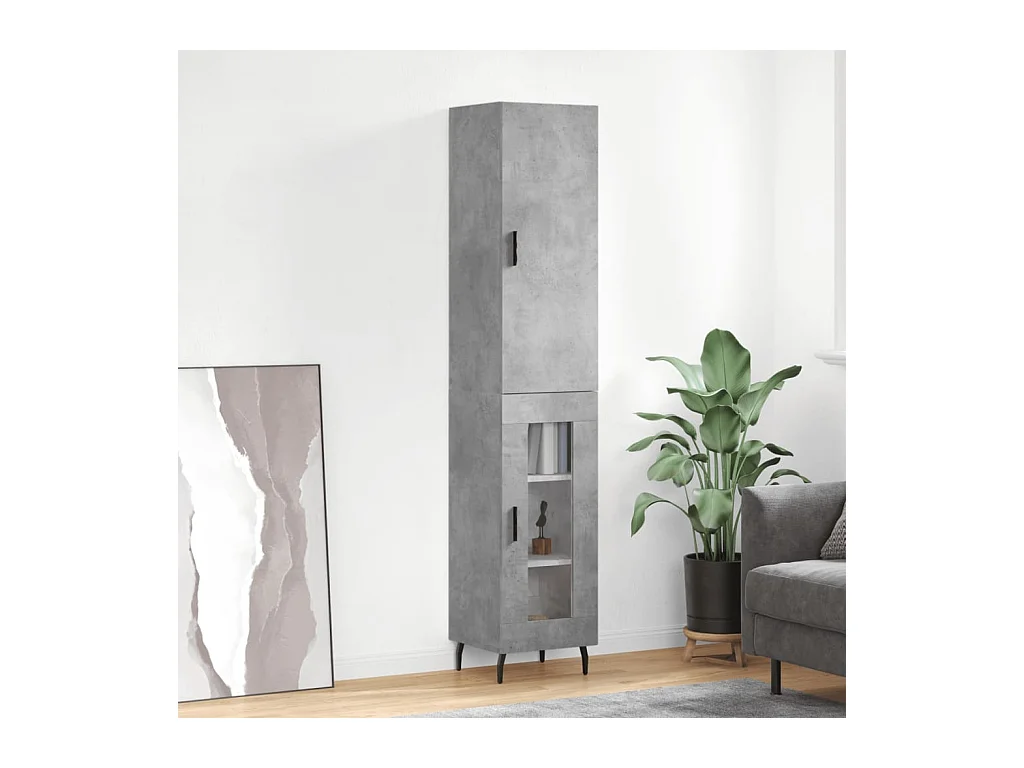 Credenza | Buffet | Armadio Grigio Cemento 34,5x34x180 cm in Legno Multistrato