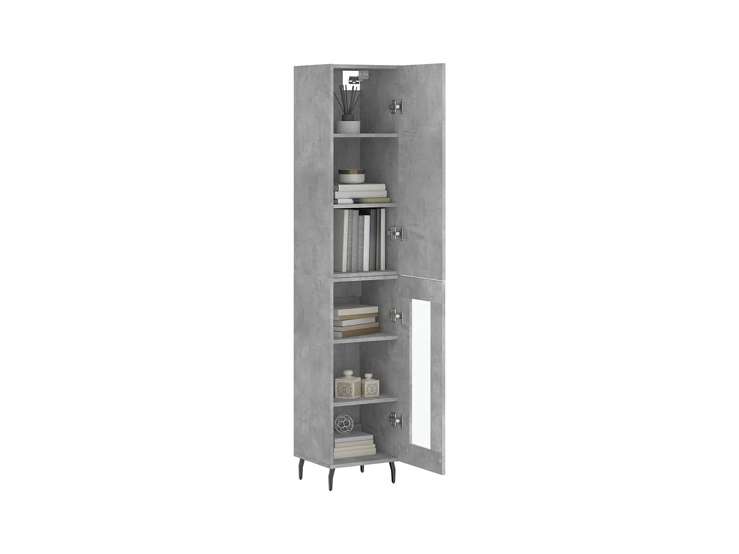 Credenza | Buffet | Armadio Grigio Cemento 34,5x34x180 cm in Legno Multistrato