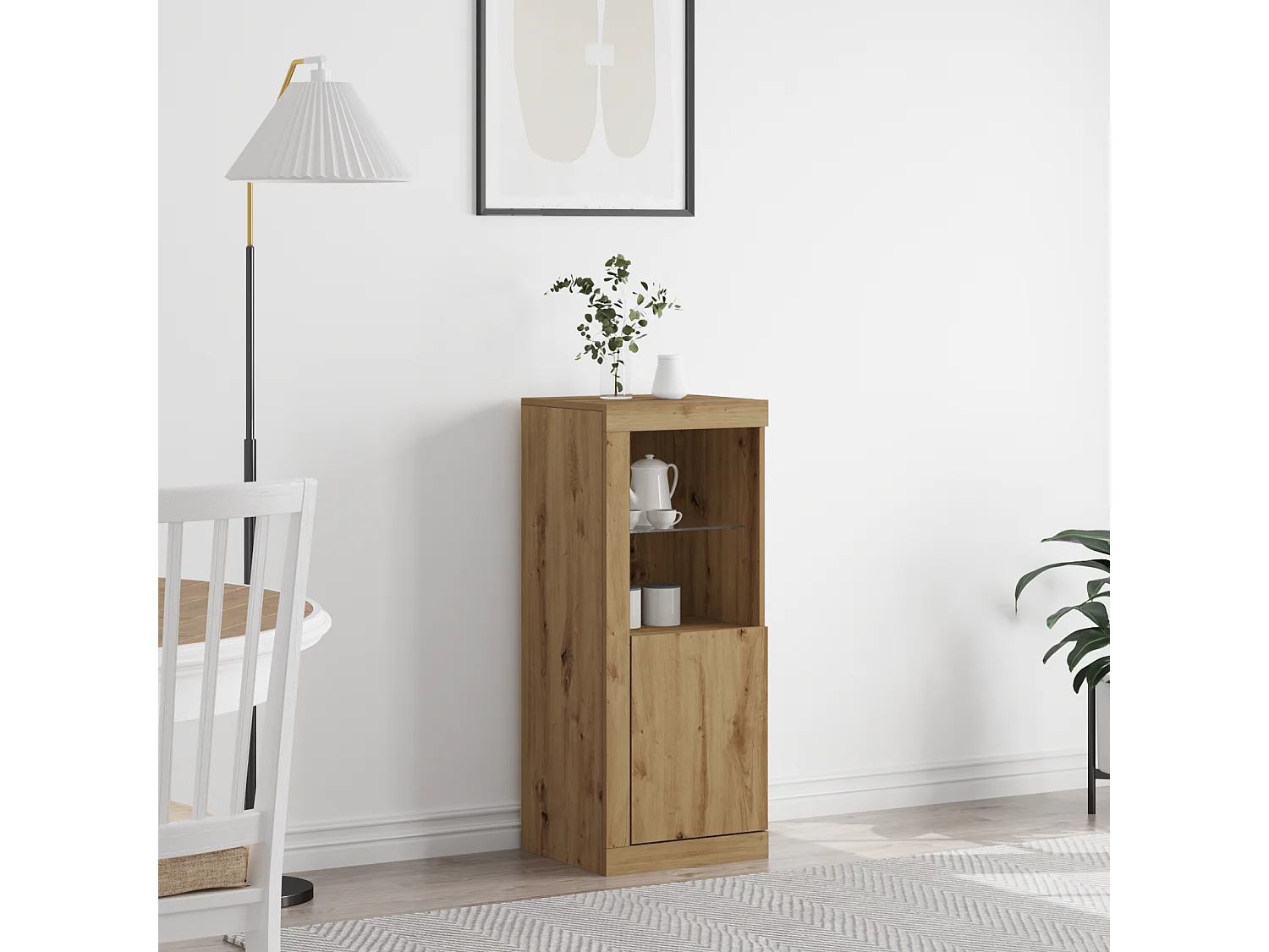 Buffet | Bahut | Meuble de rangement avec lumières LED Chêne Artisan 41x37x100 cm