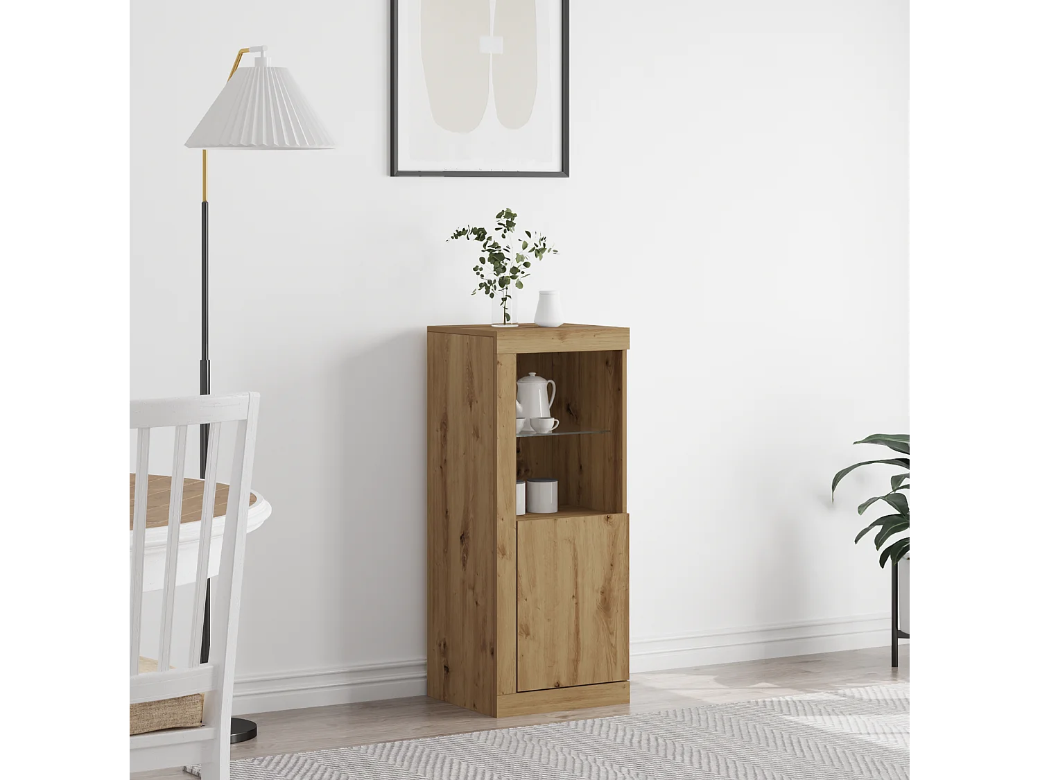 Buffet | Bahut | Meuble de rangement avec lumières LED Chêne Artisan 41x37x100 cm