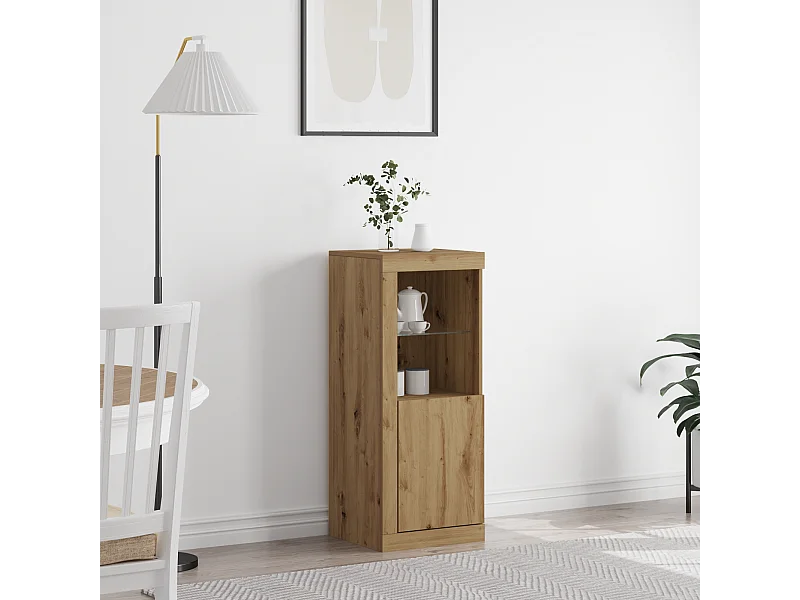 Buffet | Bahut | Meuble de rangement avec lumières LED Chêne Artisan 41x37x100 cm