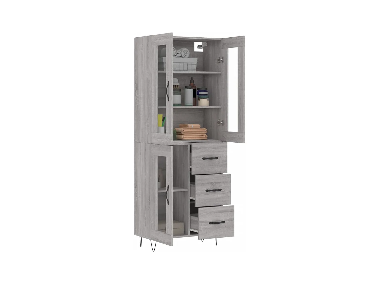 Buffet | Bahut | Meuble de rangement haut Sonoma gris 69,5x34x180 cm Bois d'ingénierie