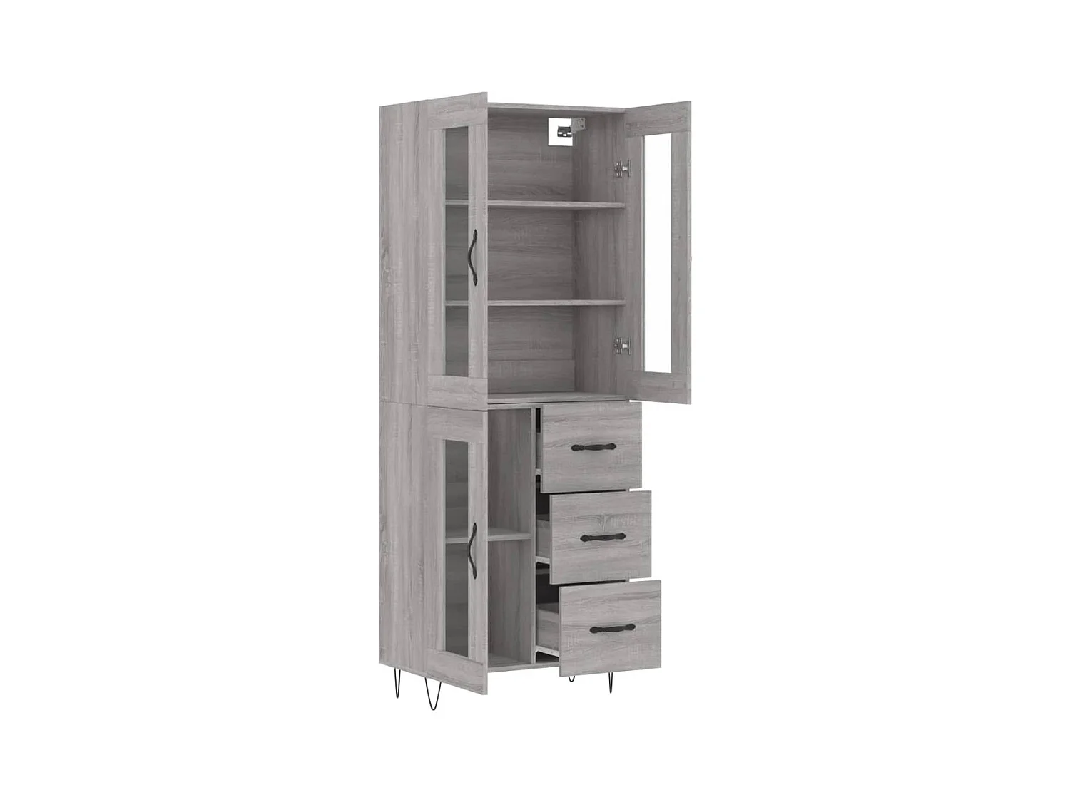 Buffet | Bahut | Meuble de rangement haut Sonoma gris 69,5x34x180 cm Bois d'ingénierie