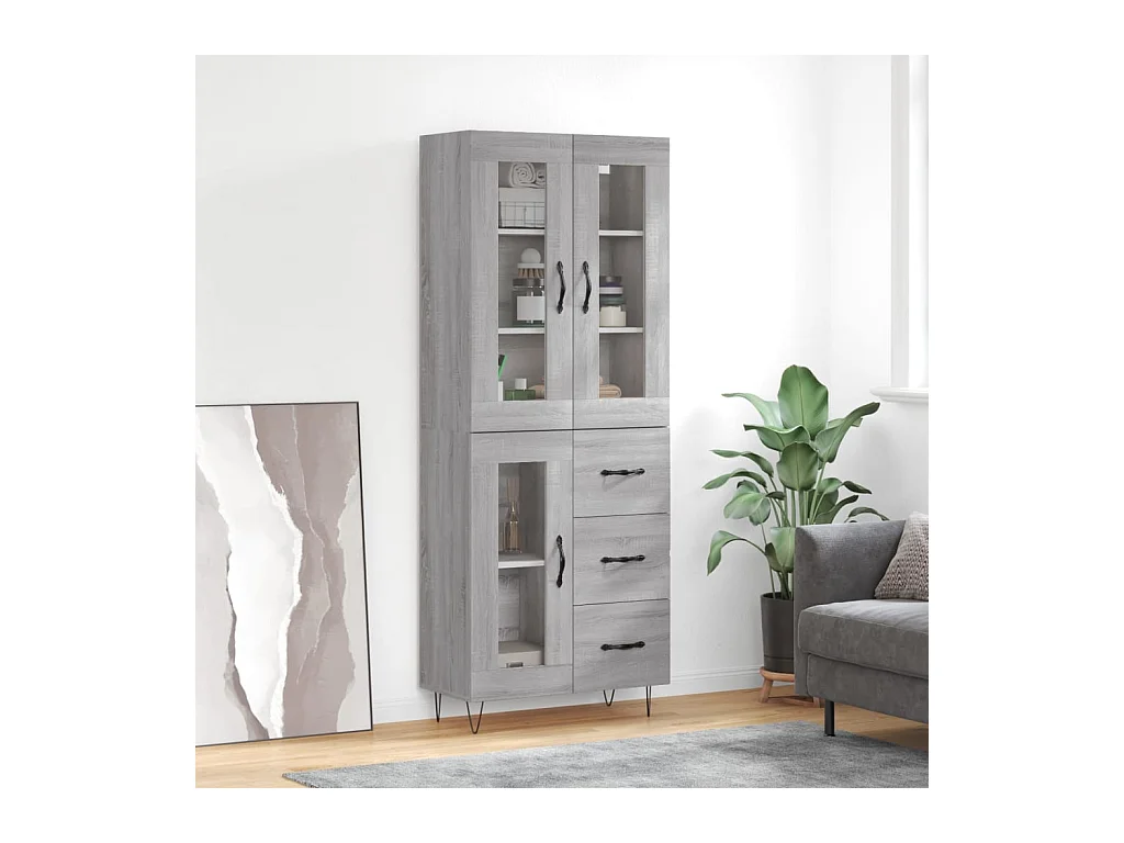 Credenza | Buffet | Armadio Grigio Sonoma 69,5x34x180 cm in Legno Multistrato