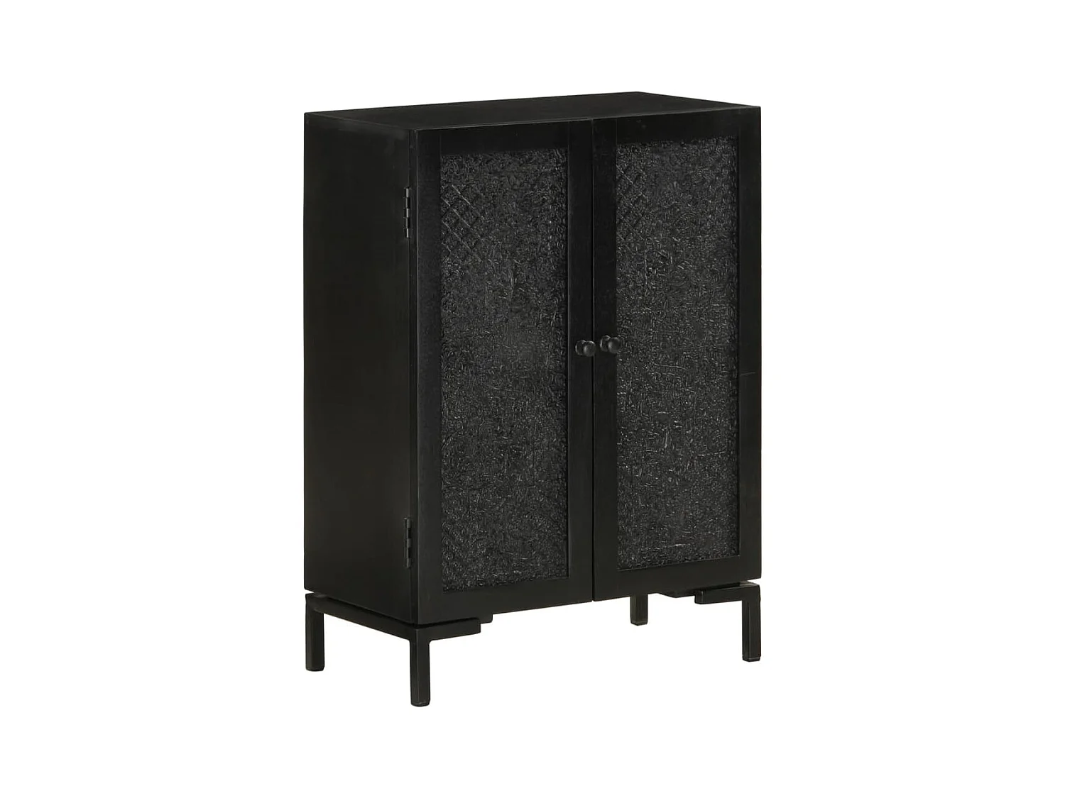 Buffet | Bahut | Meuble de rangement noir 55x30x77 cm bois massif de manguier et fer