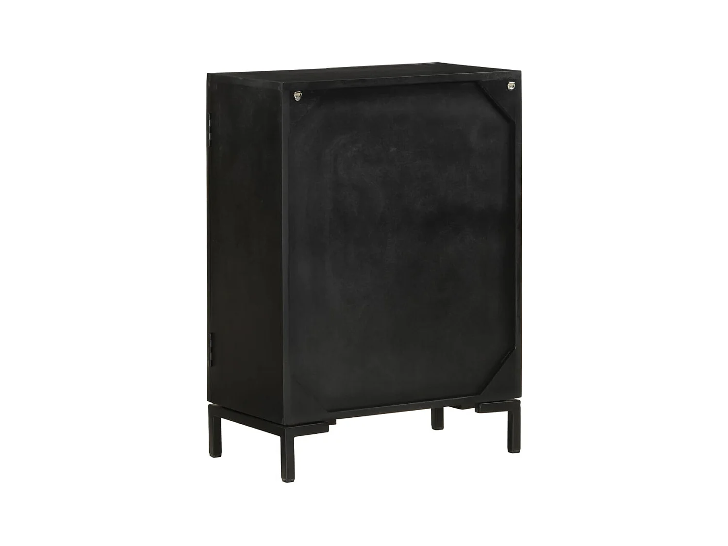 Buffet | Bahut | Meuble de rangement noir 55x30x77 cm bois massif de manguier et fer
