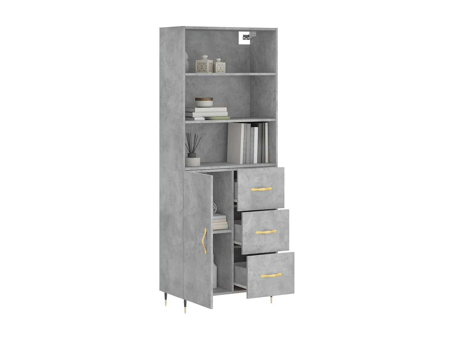Credenza | Buffet | Armadio Grigio Cemento 69,5x34x180 cm in Legno Multistrato