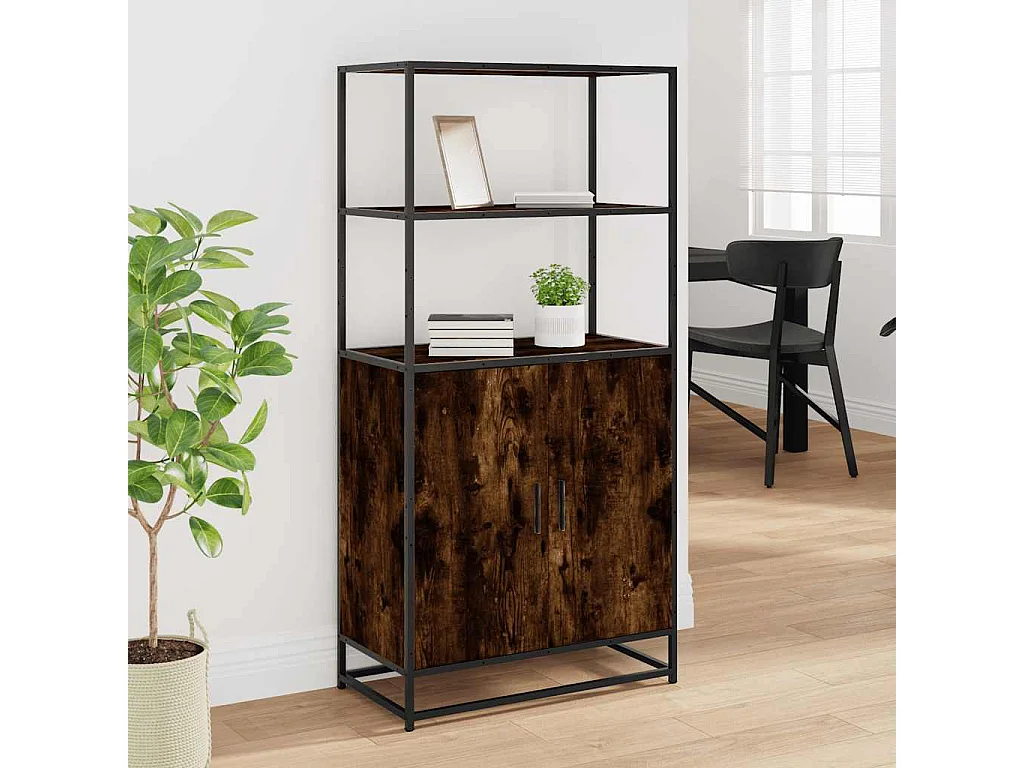 Credenza | Buffet | Armadio Rovere Fumo 68x35x139 cm Legno Multistrato Metallo