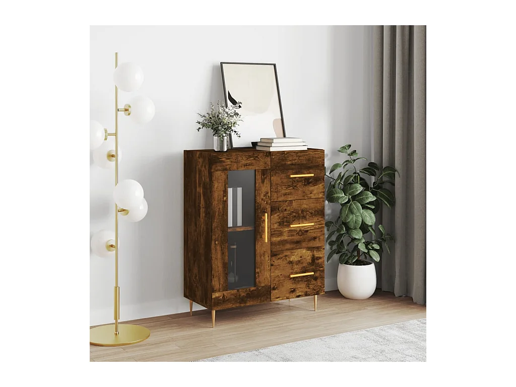 Buffet | Bahut | Meuble de rangement chêne fumé 69,5x34x90 cm bois d'ingénierie