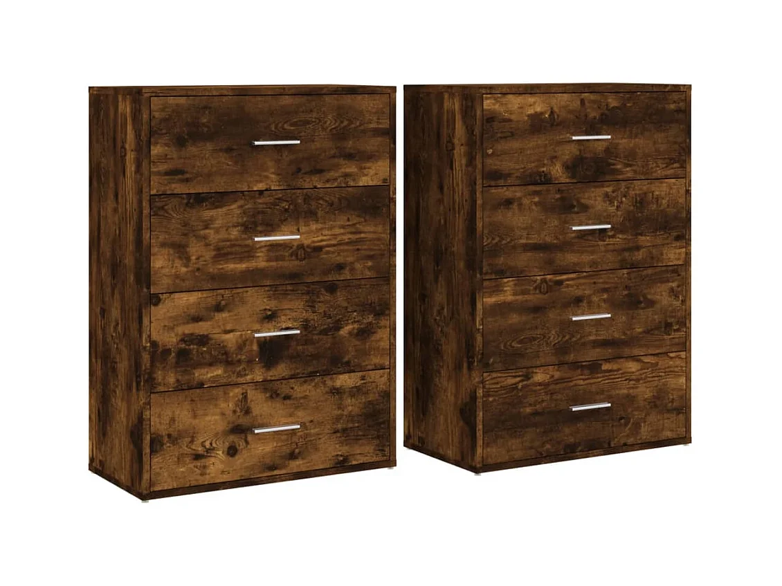 Credenze | Buffet | Armadi 2 pz Rovere Fumo 60x31x84 cm in Legno Multistrato